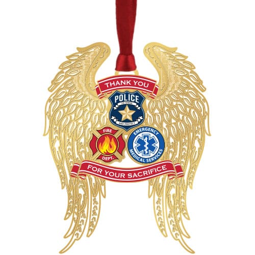 First Responders Angel Wings Metal Ornament
