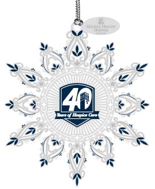 silver and blue snowflake ornament