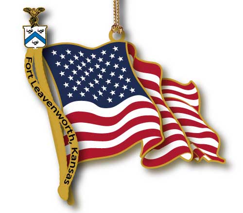 Fort Leavenworth, Kansas American Flag Metal Ornament