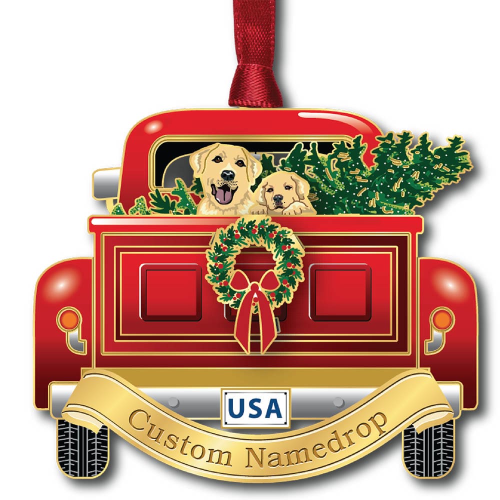 Red Pickup & Dogs Namedrop