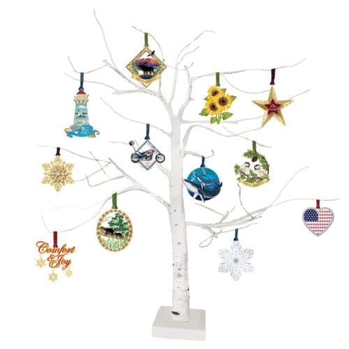 Lighted Birch Tree Christmas Display