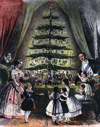 Queen Victoria of England enjoying a Christmas Tree with her family.
