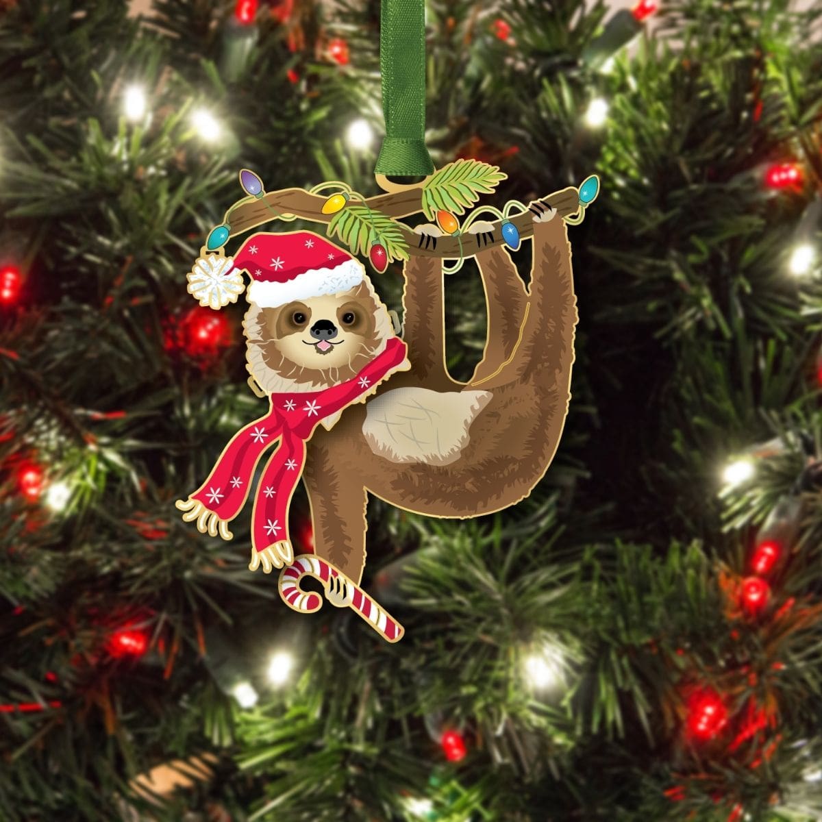 Christmas Sloth w/ Oval Namedrop - Image 3