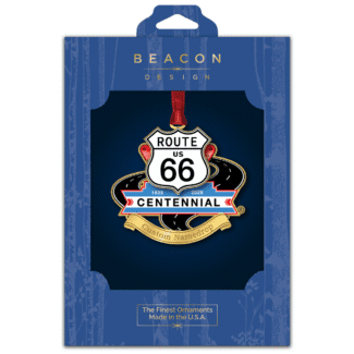 Route 66 centennial ornament displayed in Beacon Design retail packaging
